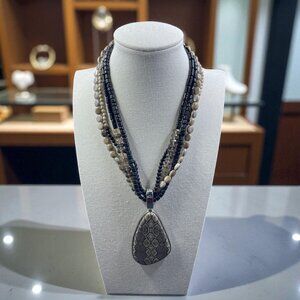 Premier Designs Snakeskin Pendant Necklace Statement Layered Boho‎ Western NWOT